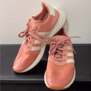 Adidas Women's Coral and White Sneakers